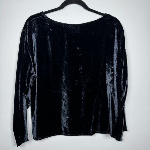 CP Shades Velvet Top Womens Small Navy Blue Button Front Blouse San Francisco - Picture 4 of 11